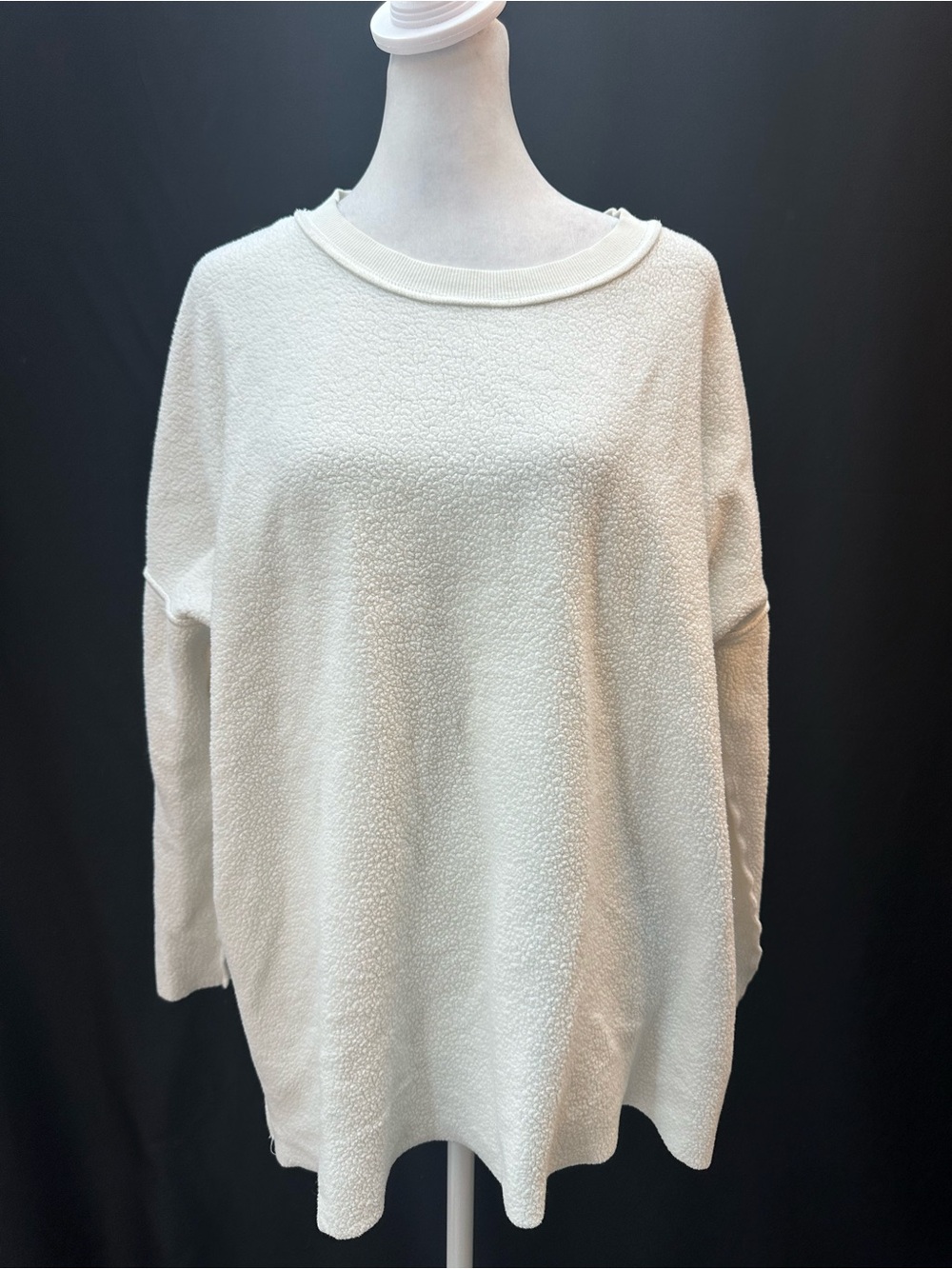 Free People White relaxed fit Scoop Neck Textured Sweater S